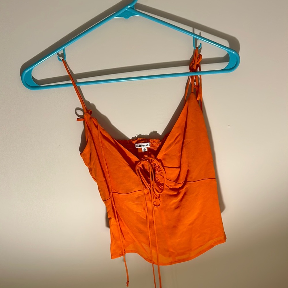 Reformation, new without tags, linen, orange cropped camisole